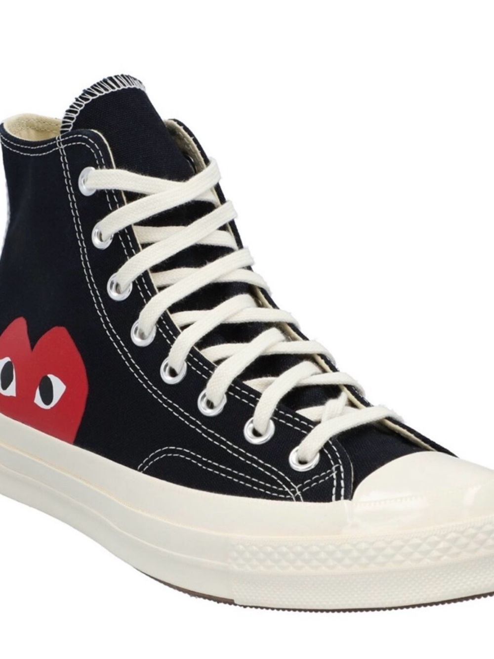 Black High-Top Athletic Canvas Sneaker with Red Heart Accent